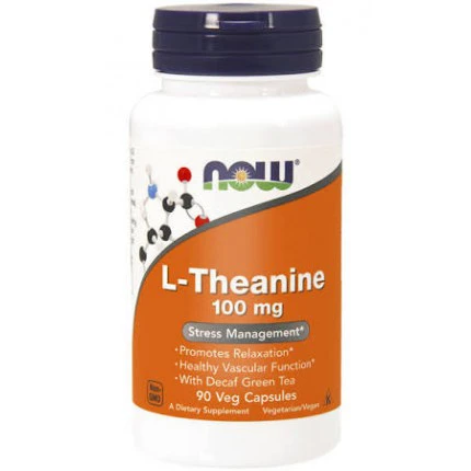 NOW Foods L-Theanine 100mg 90vcaps. Teanina Relaks Pamięć