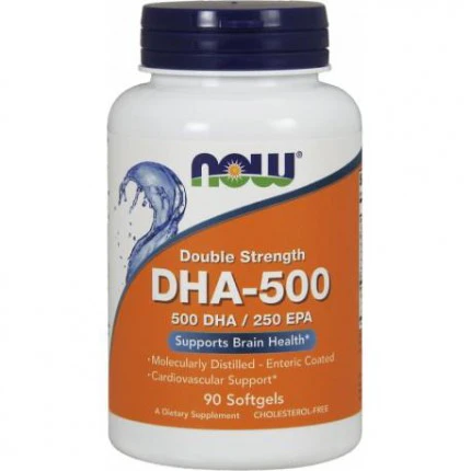 NOW DHA-500 500DHA/250EPA 90softgels Naturalny olej rybny Kwasy tłuszczowe