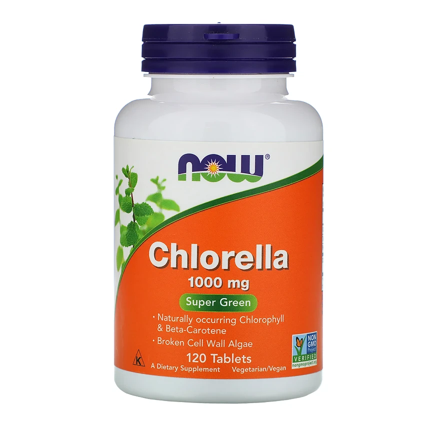 NOW Foods Chlorella 1000mg 120tab. Antyoksydant Trawienie