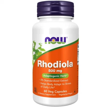 NOW Foods Rhodiola Rosea 500mg 60vkaps. Różeniec Górski Adaptogen