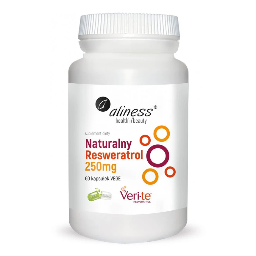 Aliness Naturalny Resweratrol 250mg 60vkaps. Przeciwutleniacz