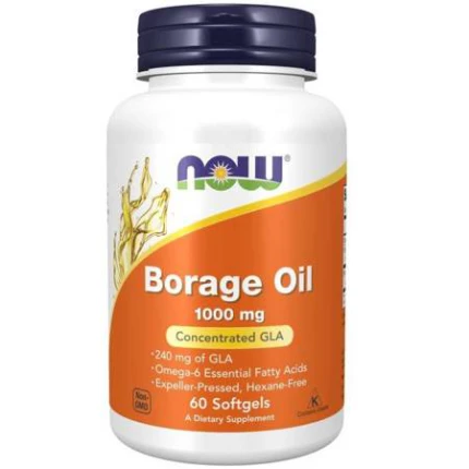 NOW Foods Borage Oil 1000mg  60softgels Olej z Ogórecznika Kwasy omega 6