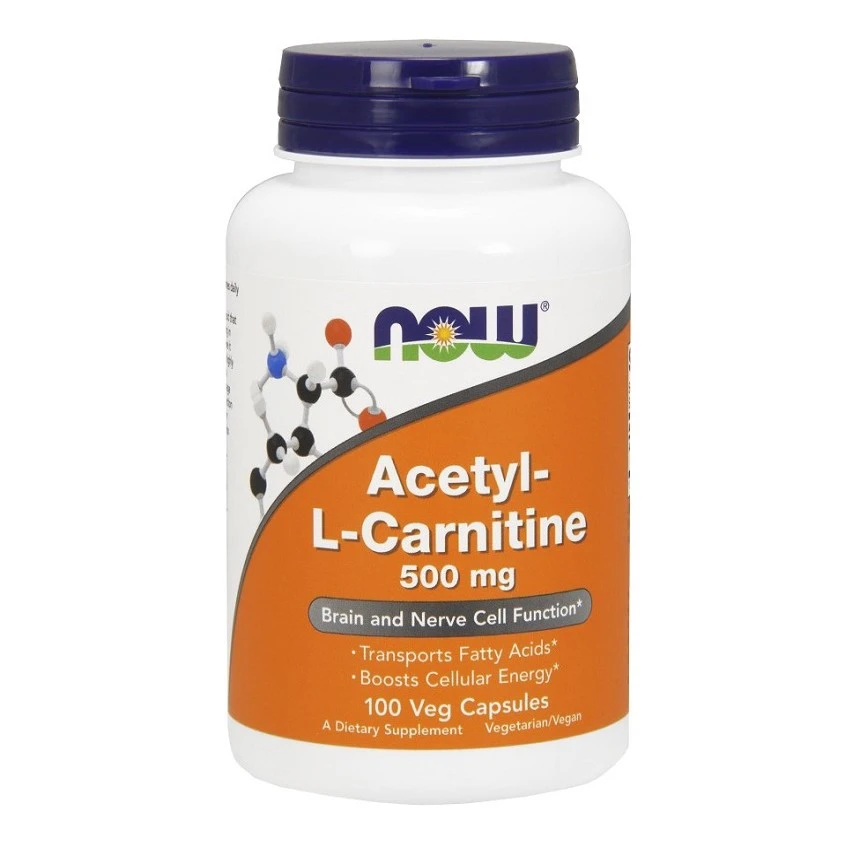 NOW Foods Acetyl L-Carnitine 500mg 100vkaps. L-Karnityna