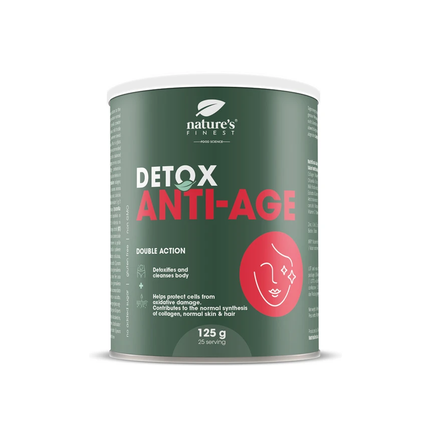 Nature's Finest Detox Anti Age 125g Truskawka Zdrowe Włosy Skóra