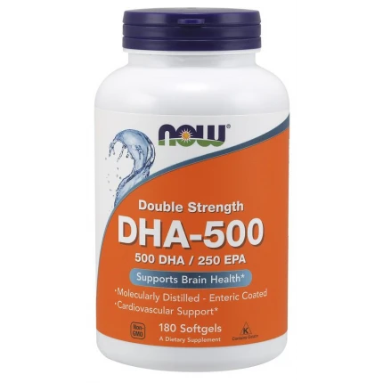 NOW DHA-500 500DHA/250EPA 180softgels Omega 3 Zdrowe Tłuszcze