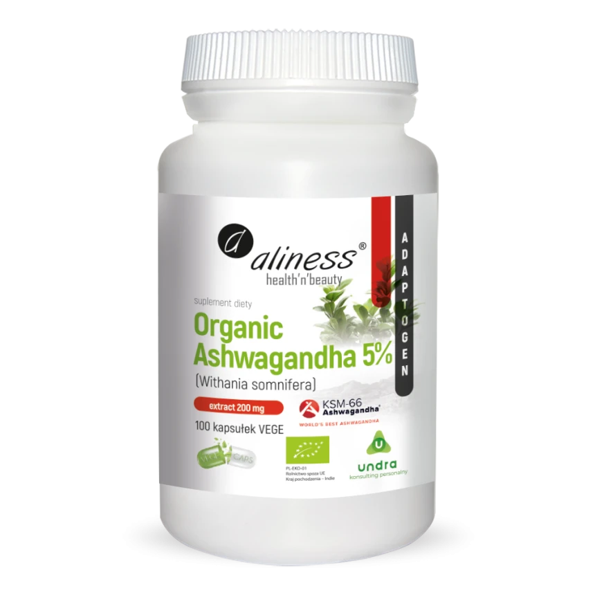 Aliness Ashwagandha 5% KSM-66 200mg 100vkaps.