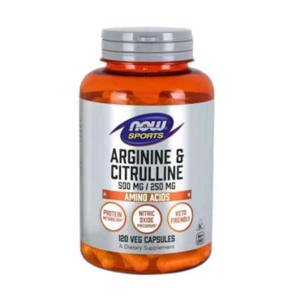 NOW Arginine & Citrulline 120vkaps. Arginina i Cytrulina
