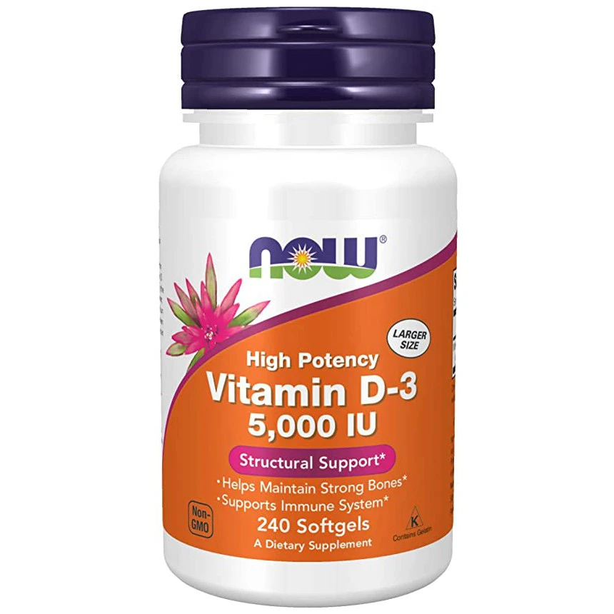 NOW Vitamin D3 5000IU - 240softgels. Witamina D Odporność