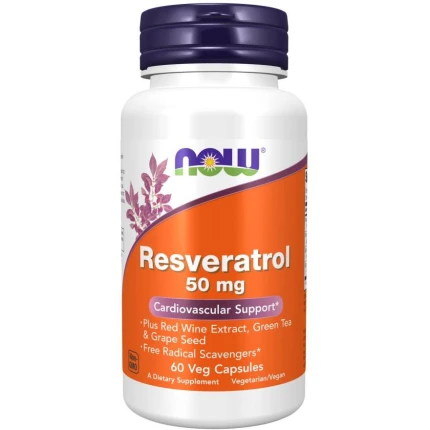 NOW Natural  Resveratrol 50mg 60vkaps.