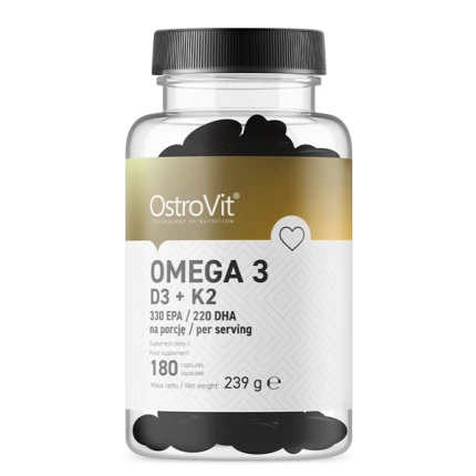 OstroVit Omega 3 D3+K2 180kaps. Kwasy EPA DHA Witamina D3 K2