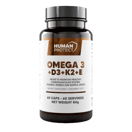 Human Protect Omega 3 + D3K2 + E 60softgels Kwasy EPA DHA Witamina D3 K2