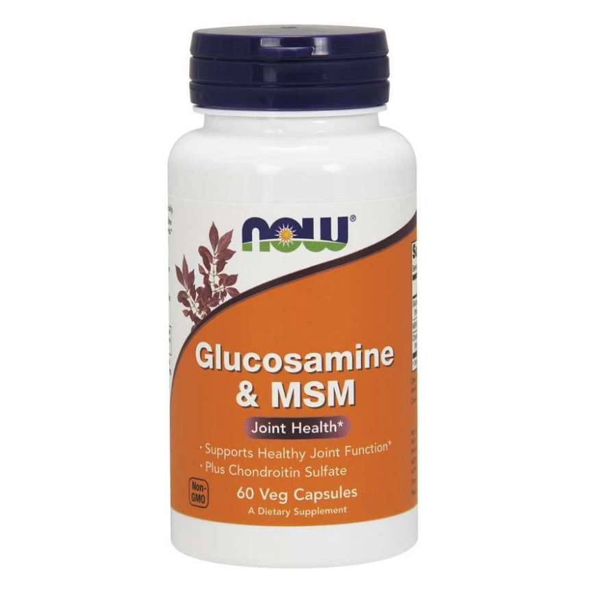 NOW Foods Glucosamine & MSM 60vcaps. Glukozamina Ochrona Stawów