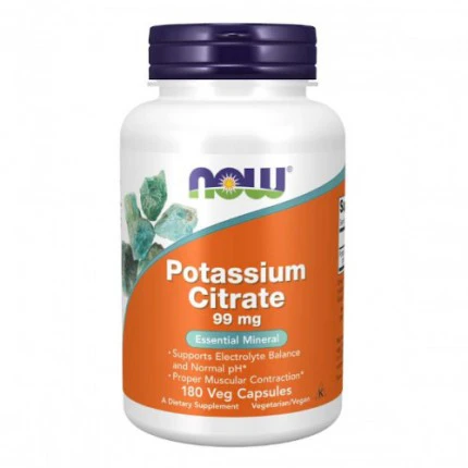 NOW Foods Potassium Citrate 99mg 180vkaps. Cytrynian Potasu