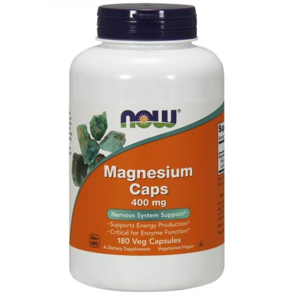 NOW Foods Magnesium Caps 400mg 180vkaps. Magnez Minerały