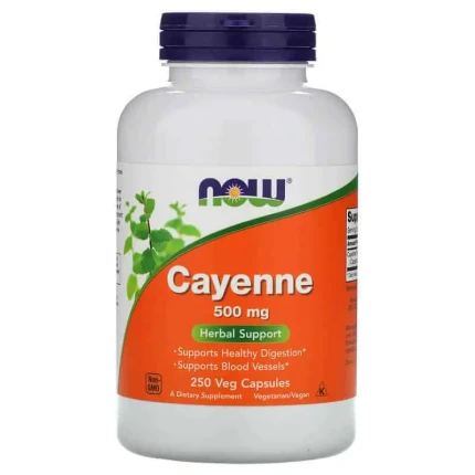 NOW Foods Cayenne 500mg 250vkaps. Kapsaicyna  Pieprz Kajeński Spalacz Metabolizm
