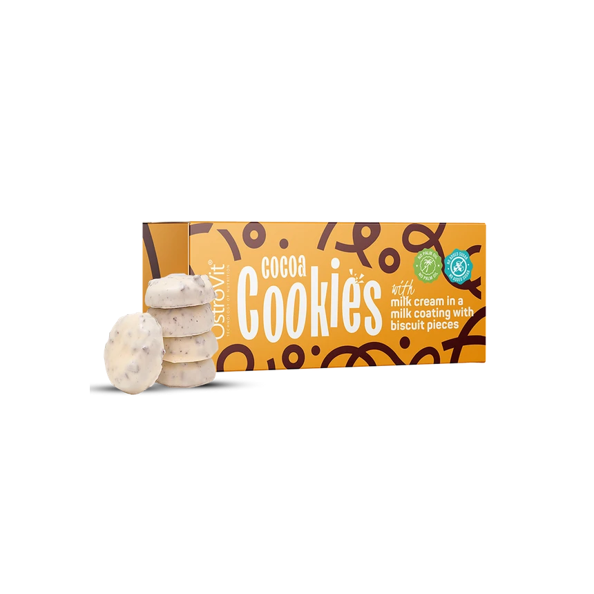 OstroVit Cocoa Cookies Milk Cream Biscuits 128g Ciastka kakaowe z kawałkami herbatników