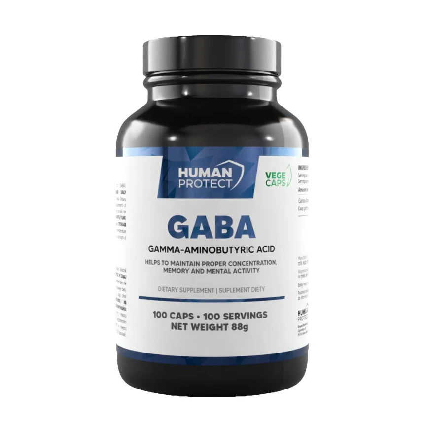 Human Protect GABA 750mg 100vkaps. Kwas gamma-aminomasłowy