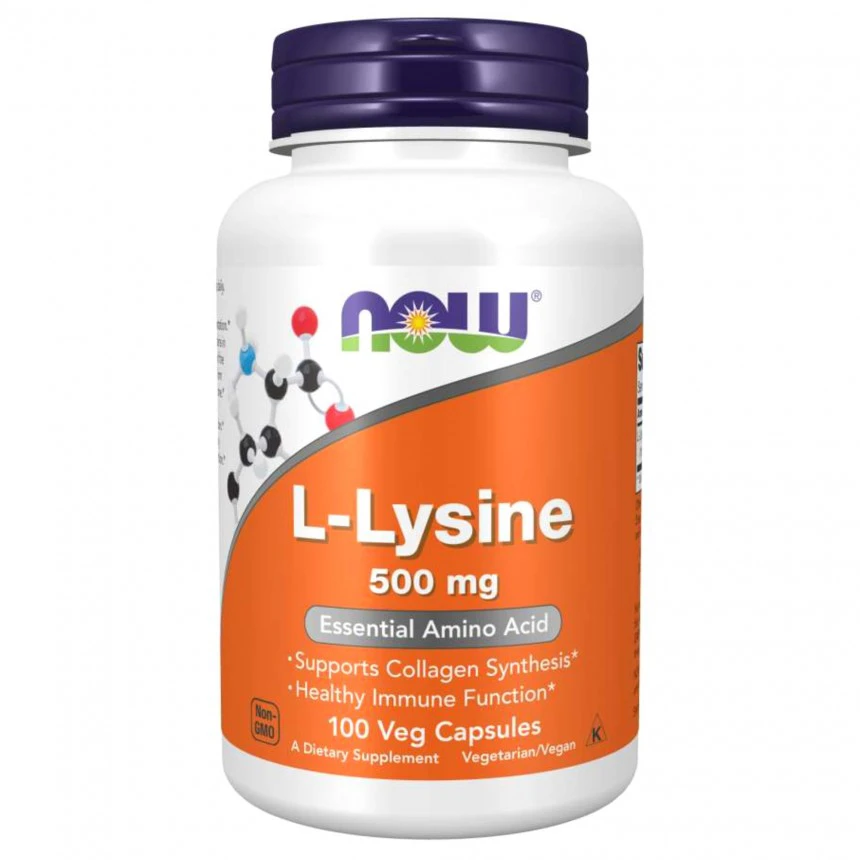 NOW Foods L-Lysine 100vkaps. Lizyna L-lizyna Odporność