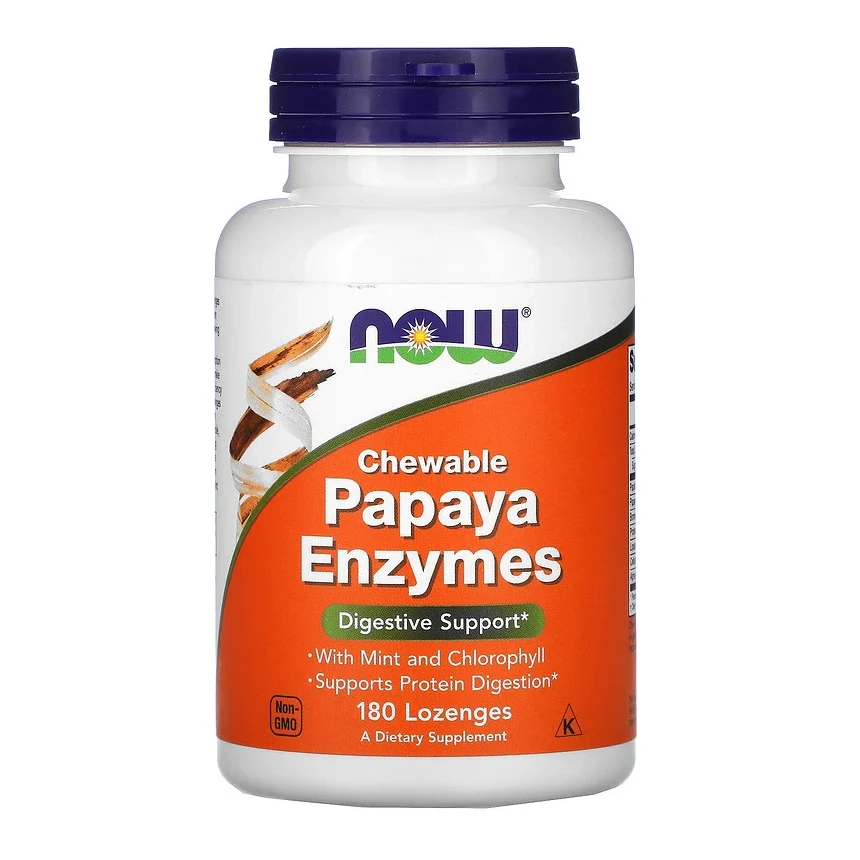 NOW Foods Chewable Papaya Enzymes 180lozenges Enzymy Trawienne