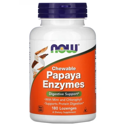 NOW Foods Chewable Papaya Enzymes 180lozenges Enzymy Trawienne