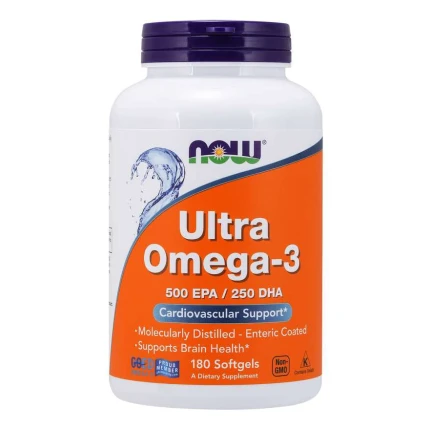 NOW Foods Ultra Omega-3 Fish Oil 180softgels Kwasy EPA DHA