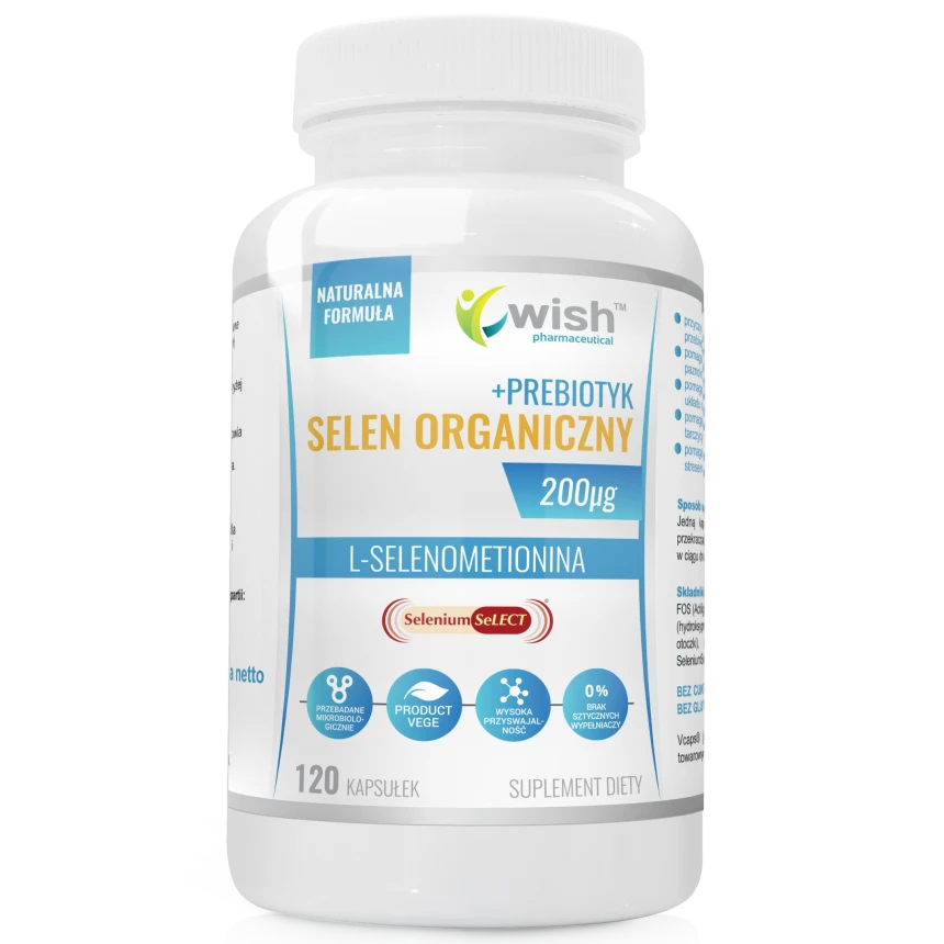 Wish Selen Organiczny 200mcg+Prebiotyk 120vkaps. Odporność