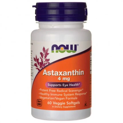 NOW Foods Astaxanthin Astaksantyna 4mg 60softgels Antyoksydant Przeciwutleniacz