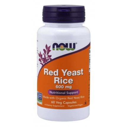 NOW Red Yeast Rice 600mg 60vkaps. Czerwone drożdze ryżu