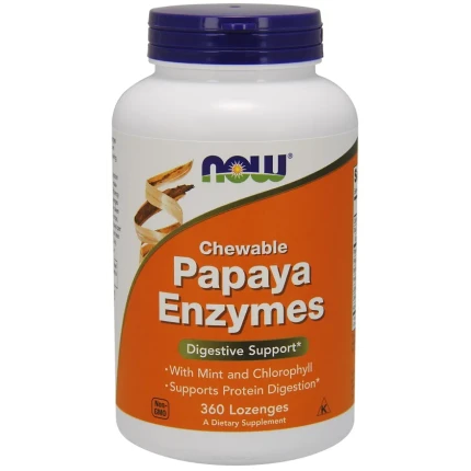 NOW Foods Chewable Papaya Enzymes 360lozenges Enzymy Trawienne z Papainy