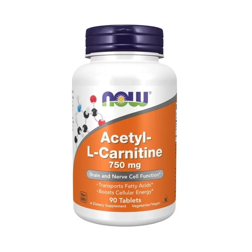 Now Foods Acetyl L-Carnitine 750mg 90tab. L-Karnityna Zdrowie Serca i Układu Krążenia