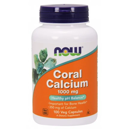 NOW Foods Coral Calcium 1000mg 100vkaps. Wapń Mocne Kości