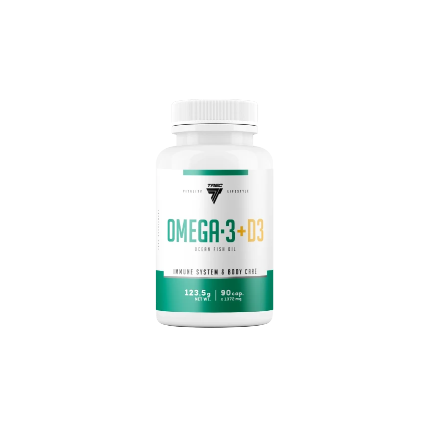 Trec Vitality Omega 3 + D3 90kaps. Kwasy tłuszczowe EPA DHA