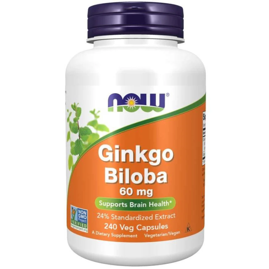 NOW Ginko Biloba 60mg 240vcaps. Miłorząb Japoński