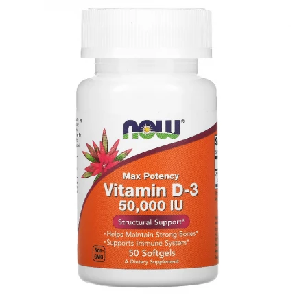 NOW Foods Vitamin D3 50,000IU - 50softgels. Odporność
