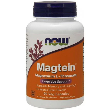 NOW Foods Magtein Magnesium L-Threonate 90vkaps. Magnez Treonian Nerwy Skurcze