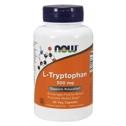 NOW Foods L-Tryptophan 500mg 60vkaps. L-Tryptofan Sen Depresja