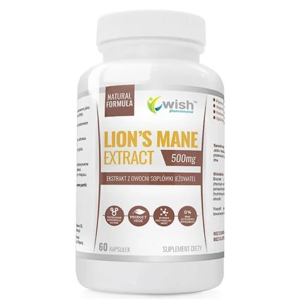 Wish Lion's Mane 500mg 60kaps. Ekstrakt z owocni soplówki jeżowatej