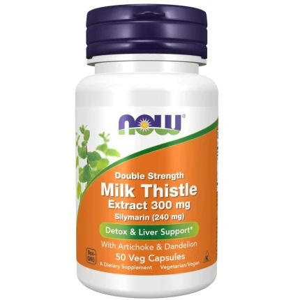 NOW Milk Thistle 300 mg 50vkaps Extract Silymarin Zdrowie Wątroba